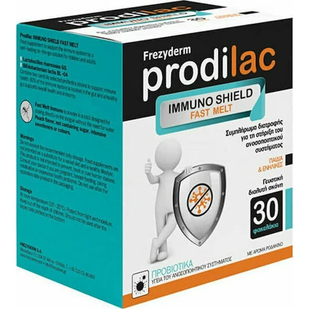 Frezyderm Проділак Проділак Імуно Щит Швидкорозчинні пробіотики для дорослих та дітей 30 пакетиків Персик: ціни та характеристики