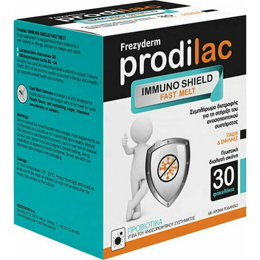 Frezyderm Проділак Проділак Імуно Щит Швидкорозчинні пробіотики для дорослих та дітей 30 пакетиків Персик: ціни та характеристики
