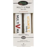 Полівітамінний комплекс Power Of Nature Multi V Max Max Plus Q10 & Vitamin C 500 мг для зміцнення імунної системи та антиоксидантної дії 500 мг 2 x 20 шипучих таблеток