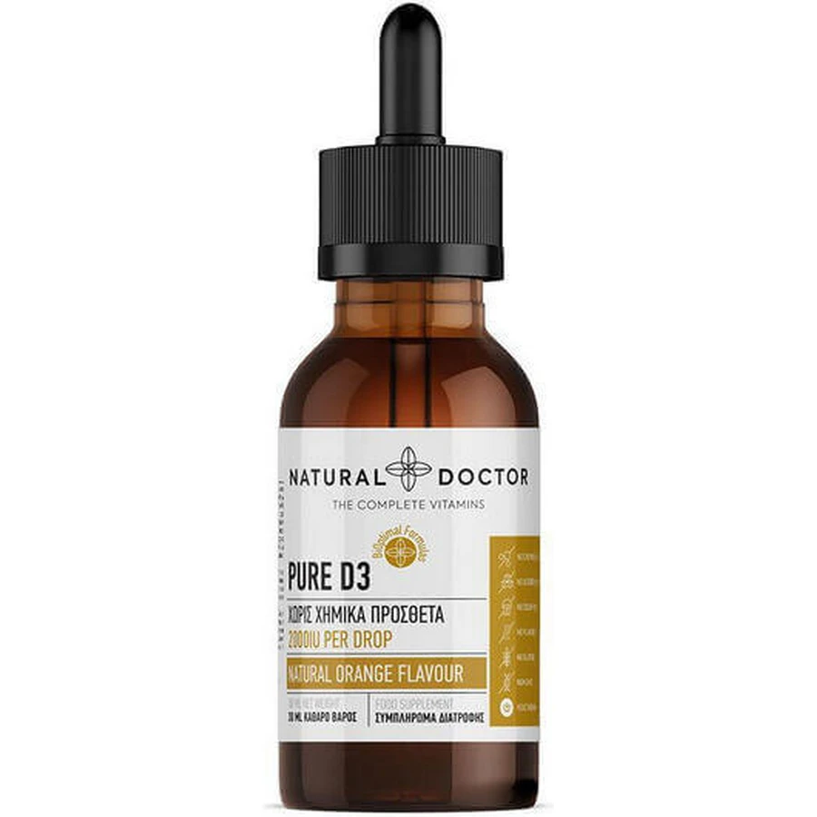 Вітамін Natural Doctor Pure D3 для підтримки імунітету та здоров'я яєць 2000iu 30мл: ціни та характеристики