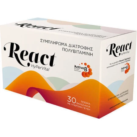 Evercare React React HyPerVital Полівітамінний комплекс для зміцнення енергії, імунітету та нервової системи 30 пакетиків: ціни та характеристики