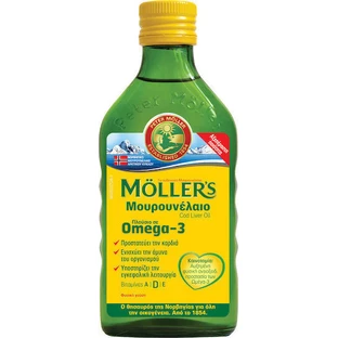 Moller's Cod Liver Oil Печень трески и рыбий жир Подходит для детей 1200 мг 250 мл Натуральный - Натуральный