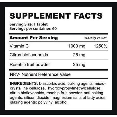 Fire & Spear Vit C Витамин для энергии, иммунной системы и укрепления кожи 1000 мг подходит для взрослых 50+ 60 таблеток: цены и характеристики