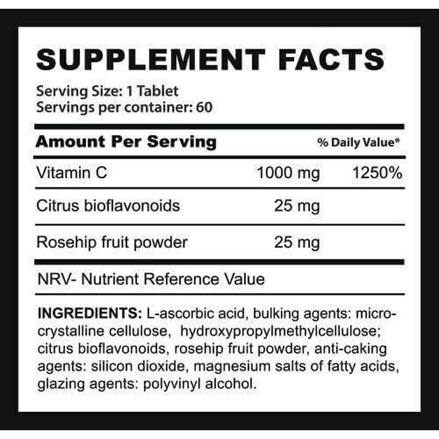 Fire & Spear Vit C Витамин для энергии, иммунной системы и укрепления кожи 1000 мг подходит для взрослых 50+ 60 таблеток: цены и характеристики