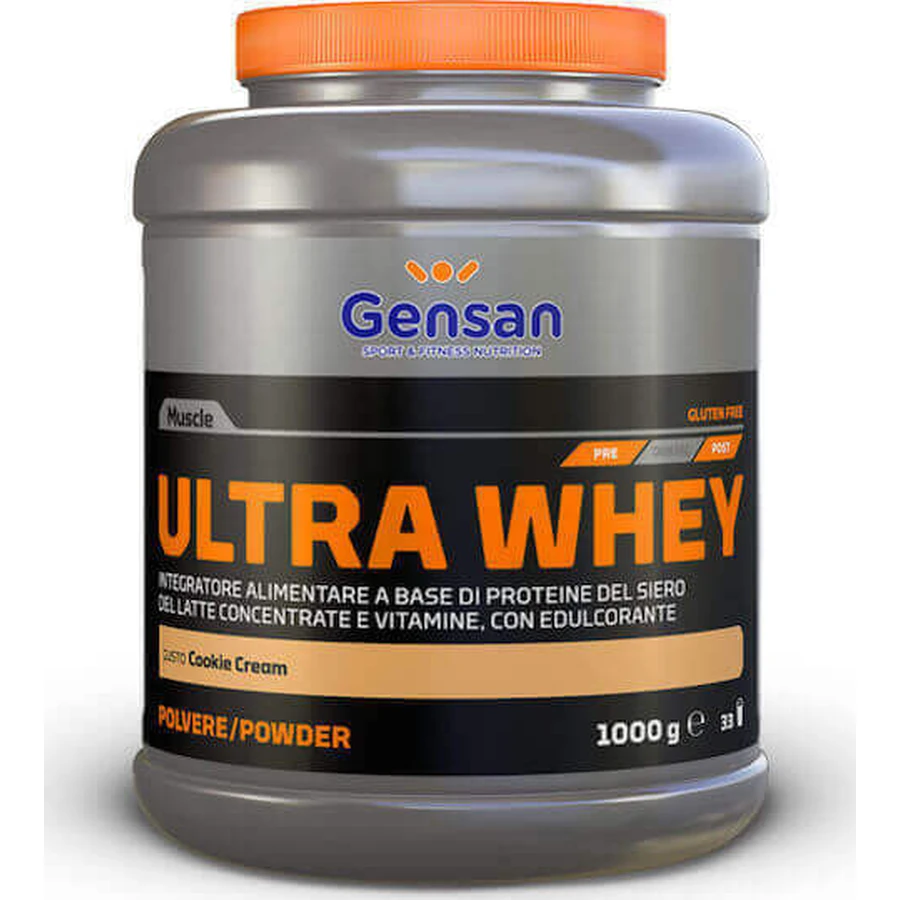 Gensan Ultra Whey Protein Сироватковий протеїн без глютену зі смаком печива та вершків 1 кг: ціни та характеристики