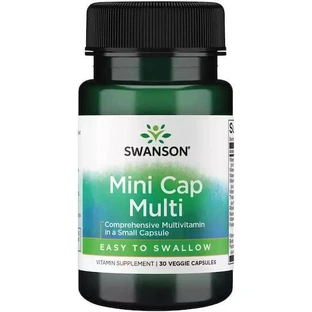 Мультивітамінний комплекс Swanson Mini Cap Multi для нервової системи, здоров'я кісток та антиоксидантної дії 30 рослинних капсул