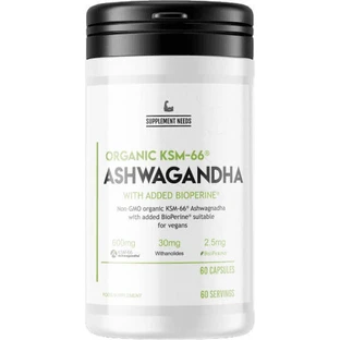 Supplement Needs Organic KSM-66 Ashwagandha 600mg 60 caps