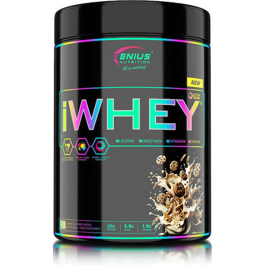 Genius Nutrition IWHEY сироватковий протеїн з креатином та смаком печива і вершків 900гр: ціни та характеристики