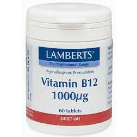 Lamberts Гіпоалергенний склад Вітамін В12 Вітамін для здоров'я нервової системи 1000мг 1000мкг 60 таблеток: ціни та характеристики