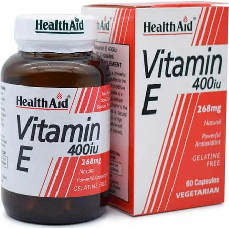 Health Aid Вітамін Е Вітамін для шкіри та антиоксидантної дії 400iu 268мг 60 рослинних капсул: ціни та характеристики