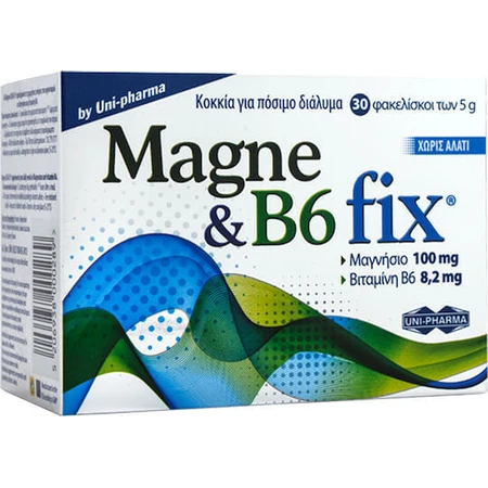 UNI-PHARMA Magne & B6 Fix 30 пакетиков со вкусом малины: цены и характеристики