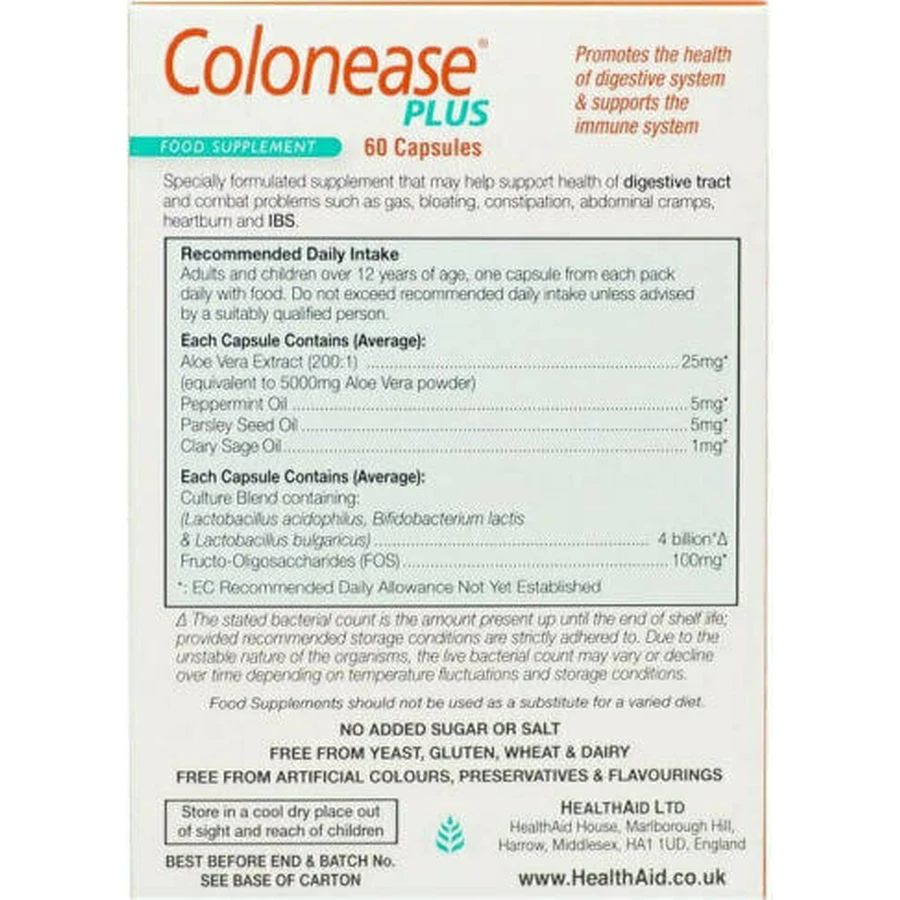 Health Aid Colonease Plus Special Dietary Supplement 60 caps: цены и характеристики