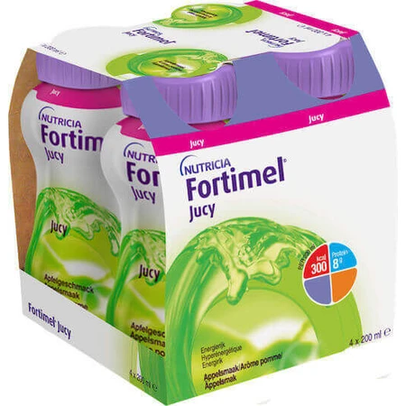 Nutricia Fortimel Jucy Jucy Специальная пищевая добавка 4 х 50 мл Яблоко: цены и характеристики