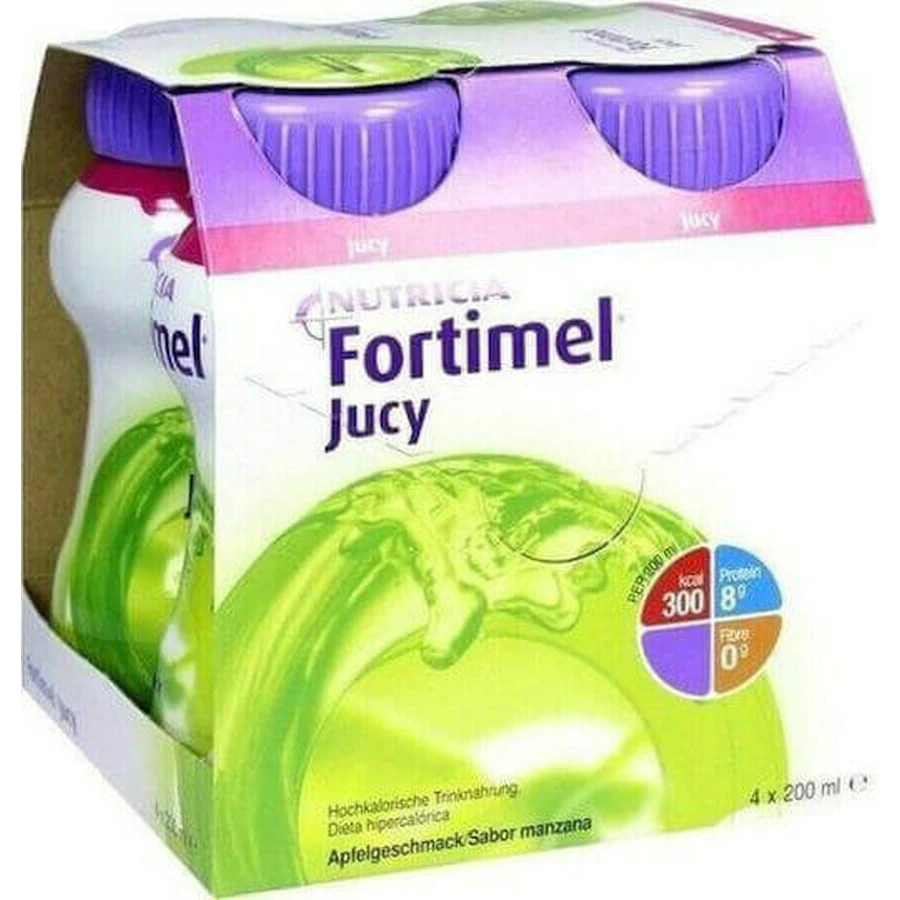 Nutricia Fortimel Jucy Jucy Специальная пищевая добавка 4 х 50 мл Яблоко: цены и характеристики