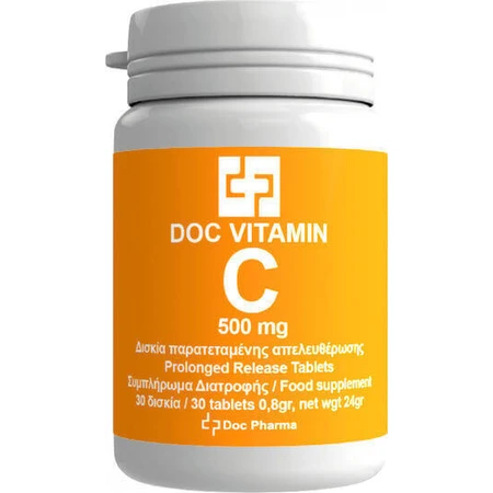 Doc Pharma Вітамін С Вітамін для підтримки імунітету, шкіри та антиоксидантної дії 500 мг 30 капс.: ціни та характеристики