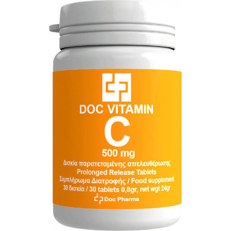 Doc Pharma Вітамін С Вітамін для підтримки імунітету, шкіри та антиоксидантної дії 500 мг 30 капс.: ціни та характеристики