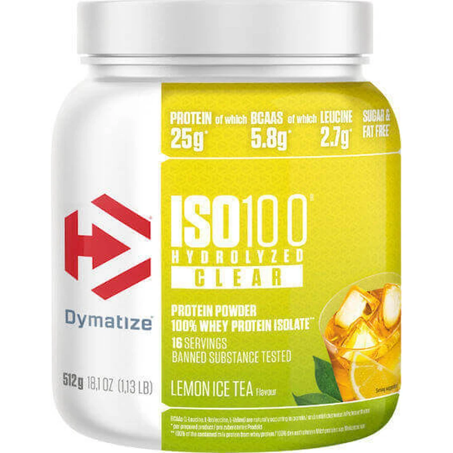 Dymatize Iso 100 гідролізований прозорий сироватковий протеїн зі смаком лимонного холодного чаю 512гр: ціни та характеристики