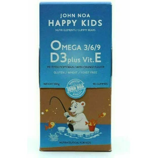 John Noa Happy Kids Омега 3/6/9 D3 Plus підходить для дітей 90 желейних цукерок Помаранчеві