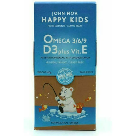 John Noa Happy Kids Омега 3/6/9 D3 Plus підходить для дітей 90 желейних цукерок Помаранчеві: ціни та характеристики