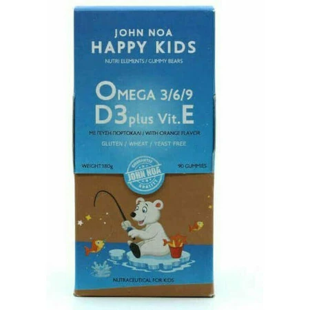 John Noa Happy Kids Омега 3/6/9 D3 Plus підходить для дітей 90 желейних цукерок Помаранчеві: ціни та характеристики