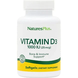 Вітамін D3 від Nature's Plus для підтримки імунітету та здоров'я яєць 1000iu 30 м'яких гелів