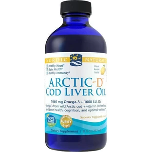 Nordic Naturals Arctic-D Олія печінки тріски 1060 мг Омега 3 та 1000 МО D3 Олія печінки тріски 1060 мг 237 мл