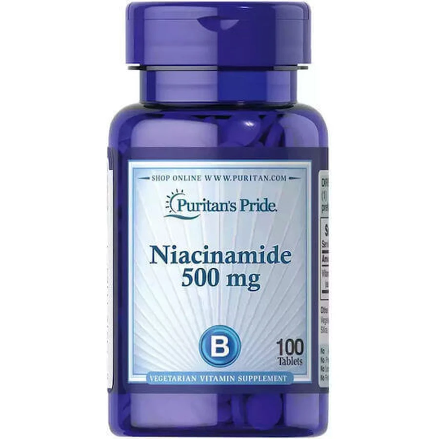 Puritan's Pride Ниацинамид Витамин для здоровья нервной системы 500 мг 100 таблеток: цены и характеристики