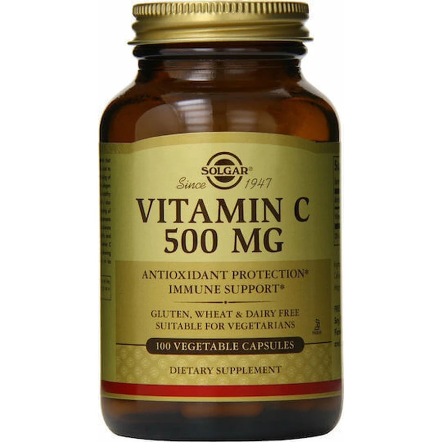 Solgar Vitamin C Вітамін для підтримки імунітету, шкіри та антиоксидантної дії 500 мг 100 рослинних капсул: ціни та характеристики