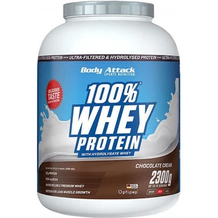 Body Attack 100% Whey Protein Ароматизированный сывороточный протеин Шоколадный крем 2,3 кг