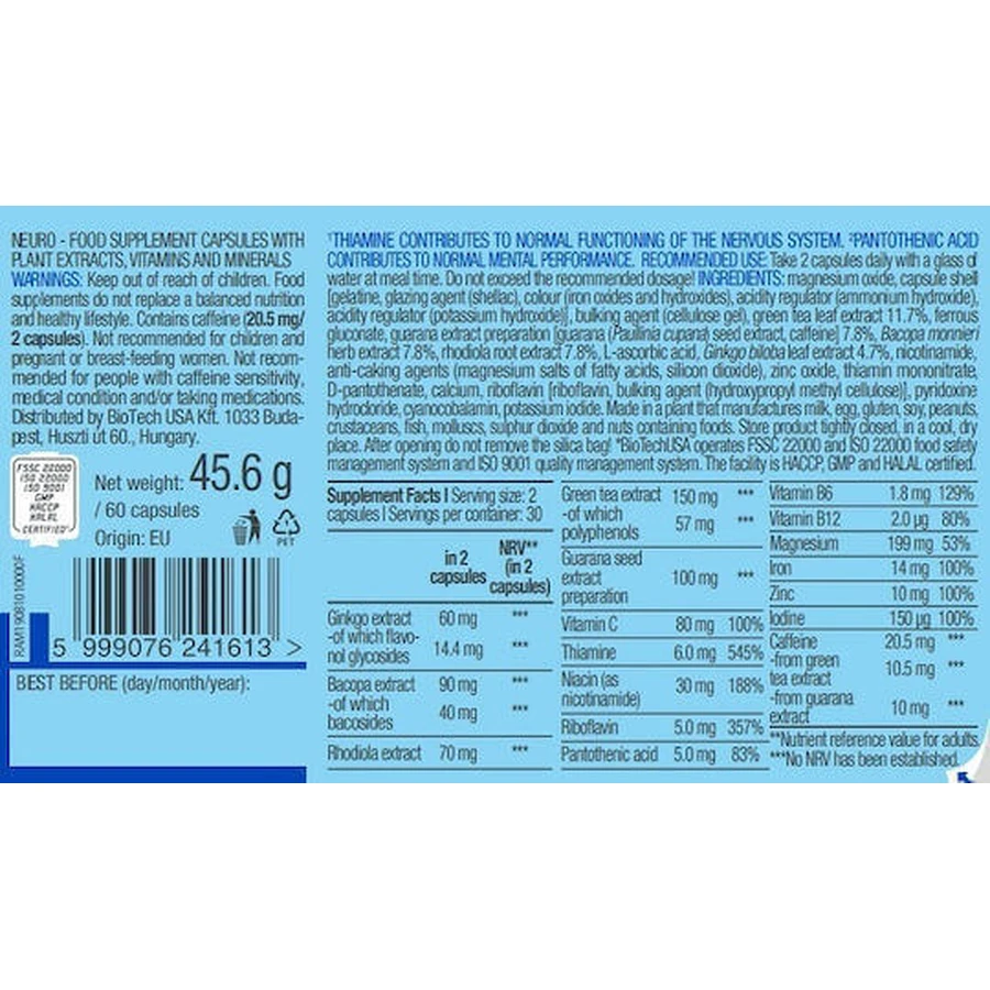 Biotech USA Neuro Pre Workout Supplement 60 caps: цены и характеристики