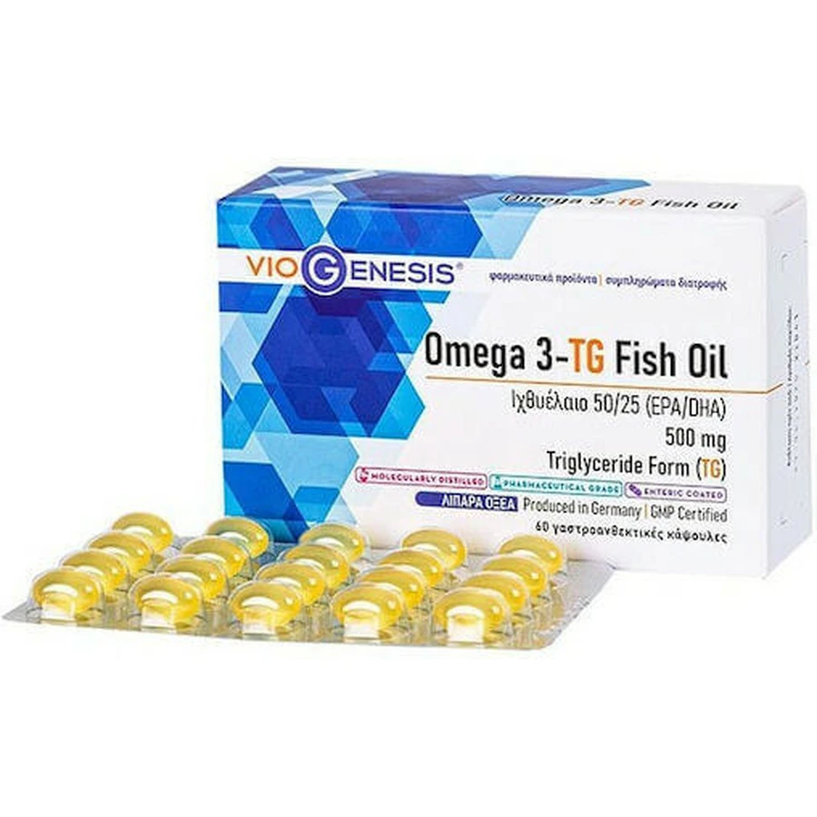 Viogenesis Omega 3-TG Fish Oil Рыбий жир 500 мг 60 софтгелей: цены и характеристики