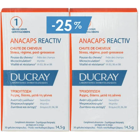Ducray Anacaps Reactiv Специальная пищевая добавка 2 x 15 капсул: цены и характеристики