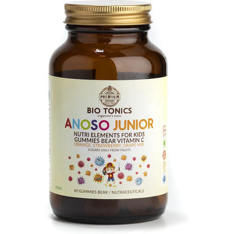 Біо-тоніки Anoso Junior Вітамін для зміцнення імунної системи, шкіри та антиоксидантної дії 60 мг 60 желейних цукерок: ціни та характеристики