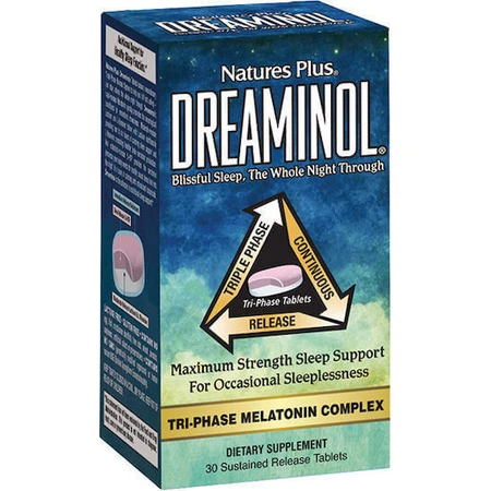 Комплексна добавка для сну з трифазним мелатоніном Nature's Plus Dreaminol 30 таблеток: ціни та характеристики