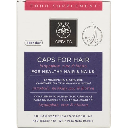 Apivita Caps For Hair Hippophae, Zinc & Biotin Food Supplement Special 30 caps: цены и характеристики