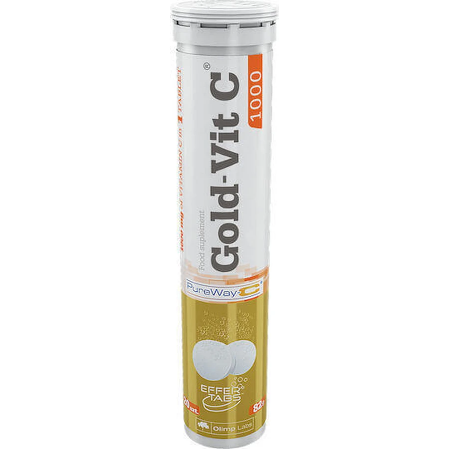 Olimp Sport Nutrition Gold-Vit C Вітамін для підвищення імунітету, шкіри та антиоксидантної дії 1000мг апельсин 20 табл. еф.: ціни та характеристики