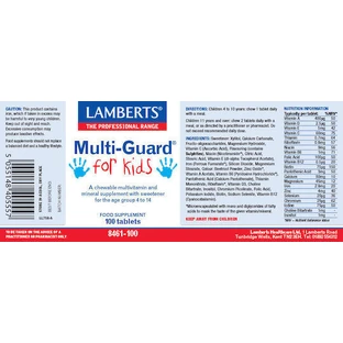 Lamberts Multi-Guard For Kids Мультивитамины для энергии, укрепления иммунитета и волос 100 таблеток