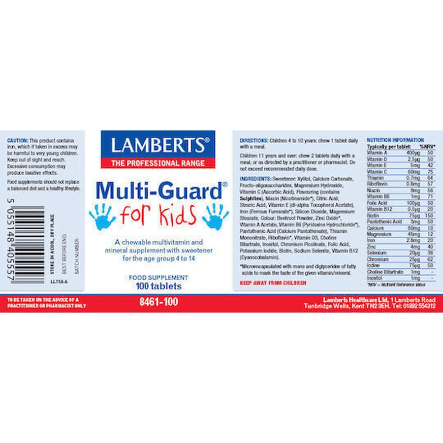 Lamberts Multi-Guard For Kids Мультивитамины для энергии, укрепления иммунитета и волос 100 таблеток: цены и характеристики