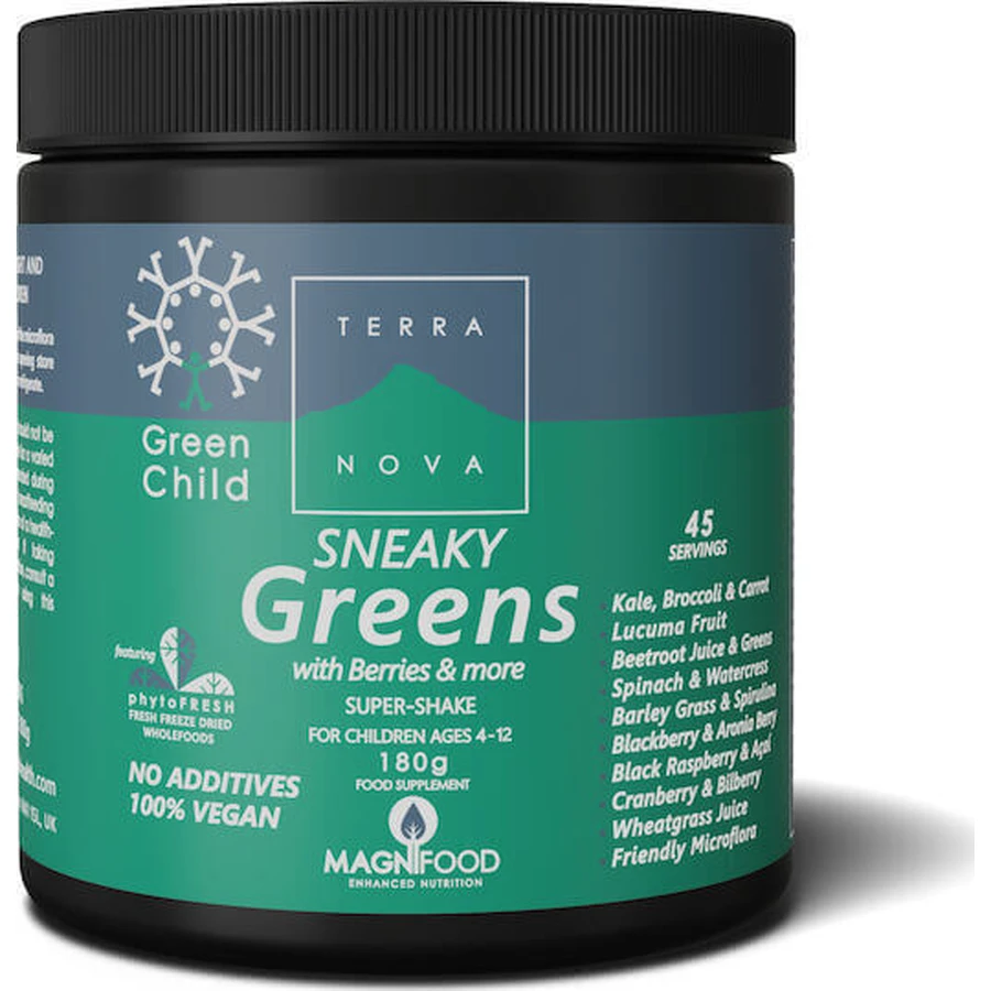 TerraNova Child Sneaky Greens Super Shake Мультивітамінний коктейль для підвищення енергії, імунітету та антиоксидантної дії 180гр: ціни та характеристики