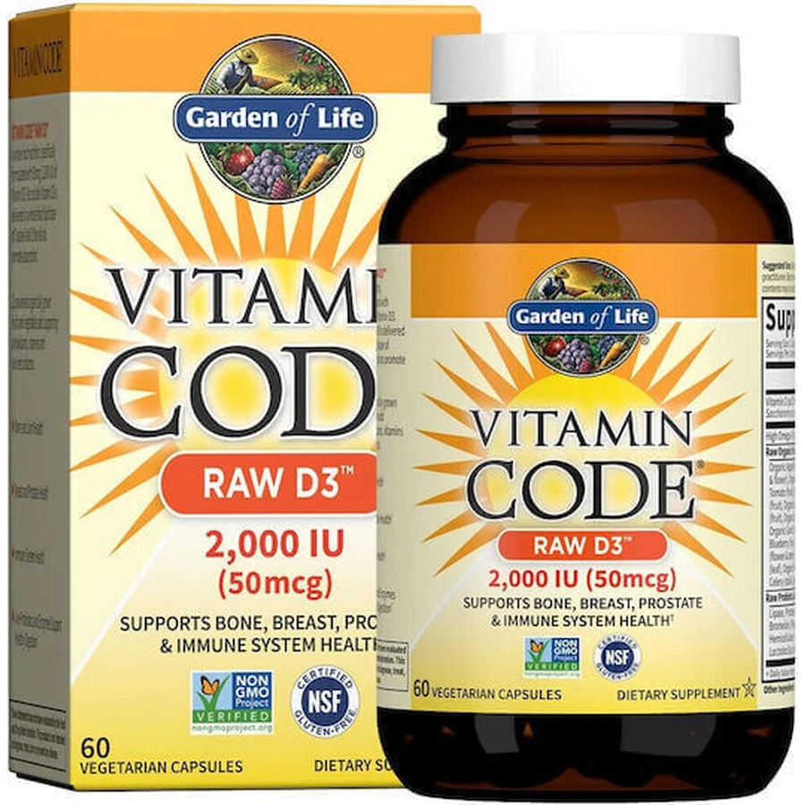 Garden Of Life Vitamin Code Сирий вітамін D3 для підтримки імунітету та здоров'я яєць 2000iu 60 капс.: ціни та характеристики