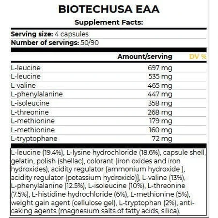 Biotech USA EAA 200 капсул без ароматизаторов: цены и характеристики