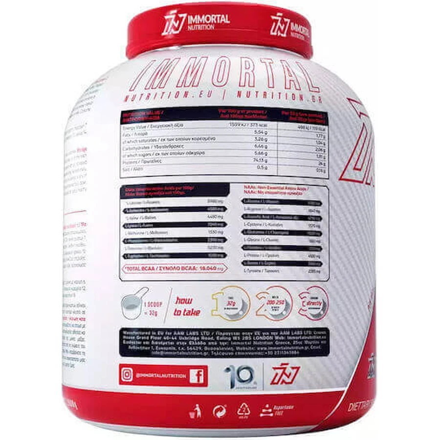 Immortal Nutrition 100% Whey Protein 100% сироватковий протеїн зі смаком шоколадного фундука 2х2кг: ціни та характеристики