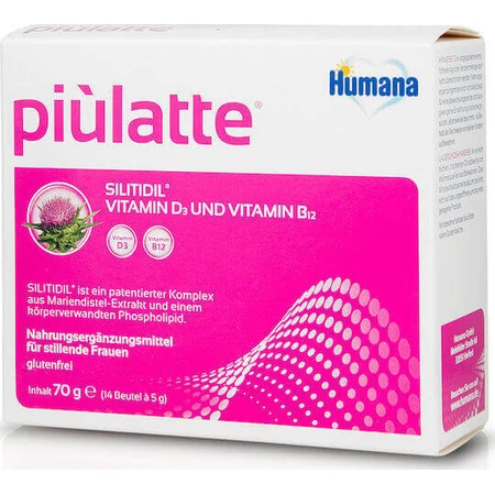 Humana Piulatte Підвищена дієтична добавка для вагітних 70г 14 пакетиків: ціни та характеристики