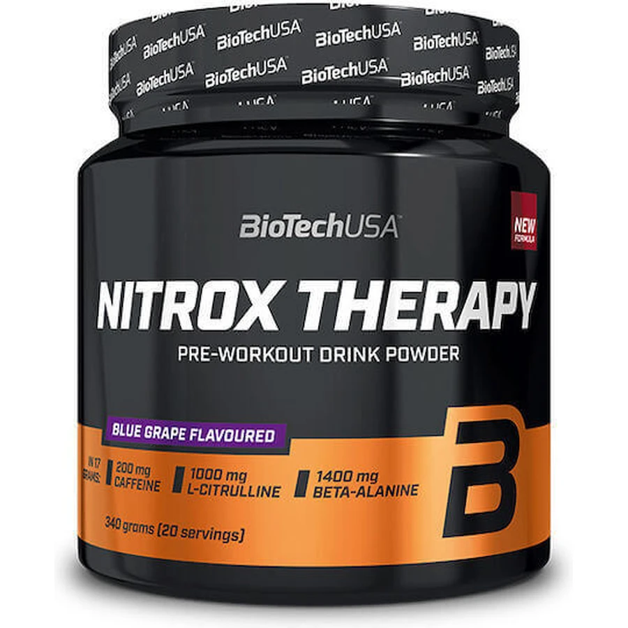 Biotech USA Nitrox Therapy Предтреніровочний напій з аміноенергетичною сумішшю для передтренувальних напоїв 340гр Синій грейпфрут: ціни та характеристики