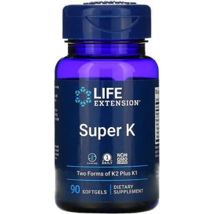 Life Extension Super K Две формы K2 плюс K1 Витамин здоровья яиц 90 софтгелей