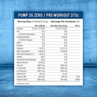 Applied Nutrition Pump 3G Pre-Workout Food Supplement Special 375gr Icy Blue Razz