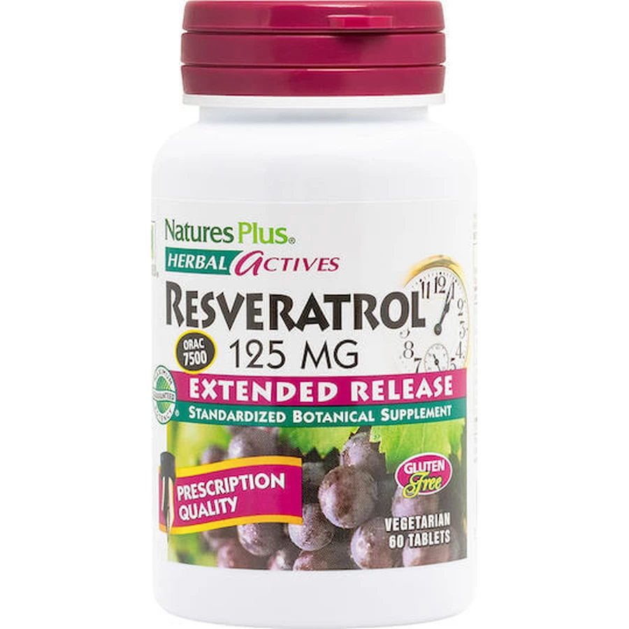 Дієтична добавка Nature's Plus Herbal Actives Ресвератрол пролонгованої дії Спеціальна дієтична добавка 60 таб.: ціни та характеристики