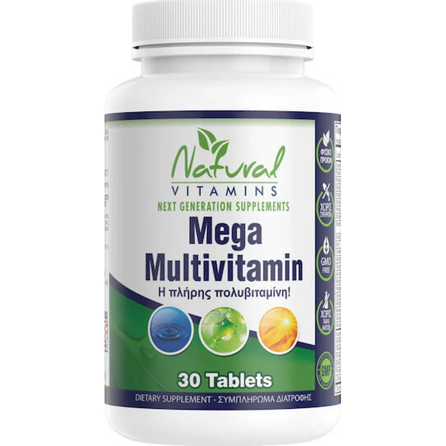 Натуральные витамины Mega Multivitamin Мультивитамины для энергии, укрепления иммунной системы и волос 100 мг 30 таблеток: цены и характеристики