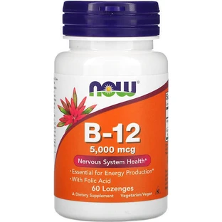 Now Foods B-12 Вітамін B-12 для здоров'я нервової системи 5000мкг 60 таблеток