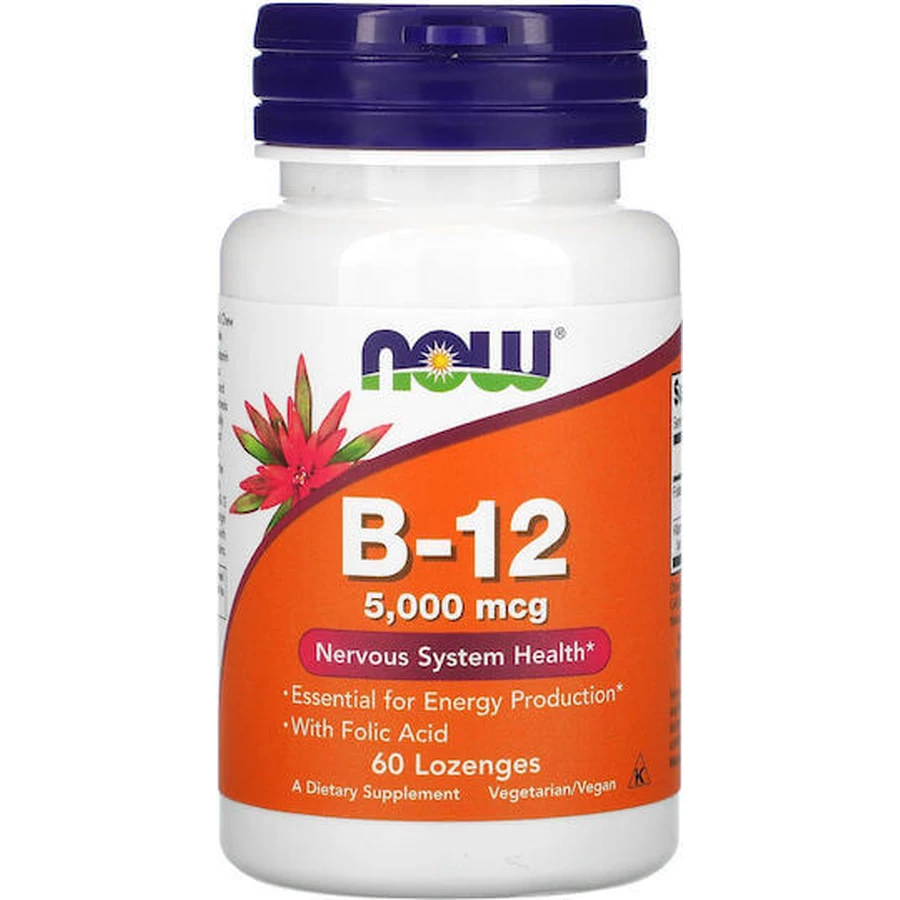 Now Foods B-12 Вітамін B-12 для здоров'я нервової системи 5000мкг 60 таблеток: ціни та характеристики